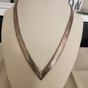 Vintage Chevron 925 Mexico 16” V Necklace
